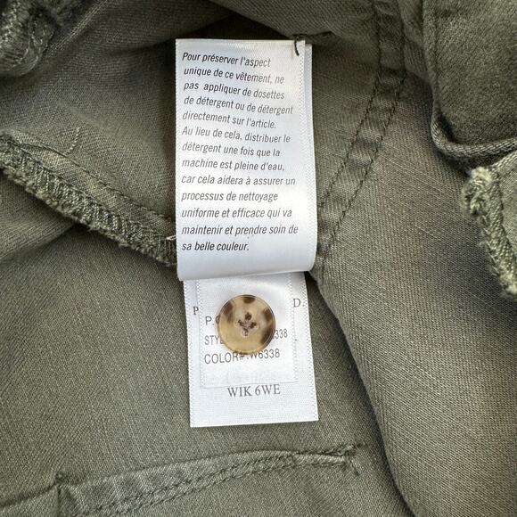 PAIGE Mayslie Twill Puff Sleeve Denim Romper Olive Green Utility NEW Size 4 - Picture 14 of 15